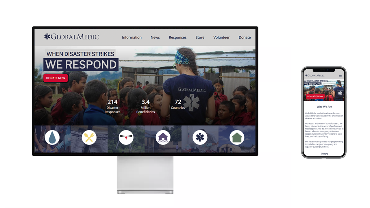 Desktop and mobile preview of Global Medic site.