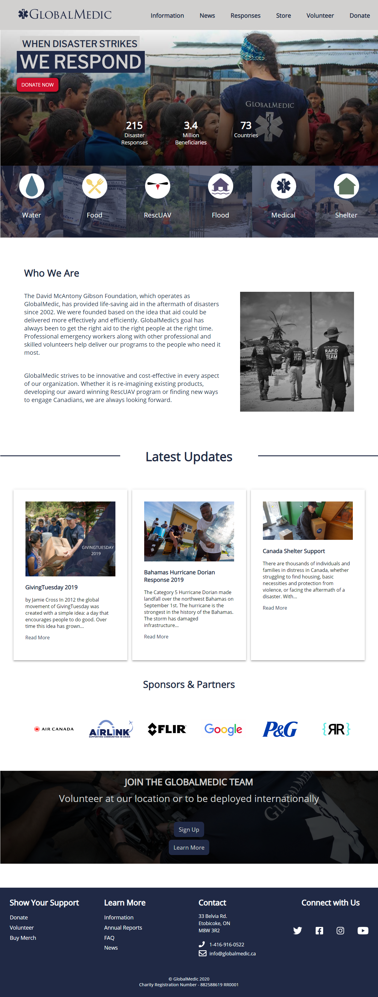 Screenshot of final Global Medic site