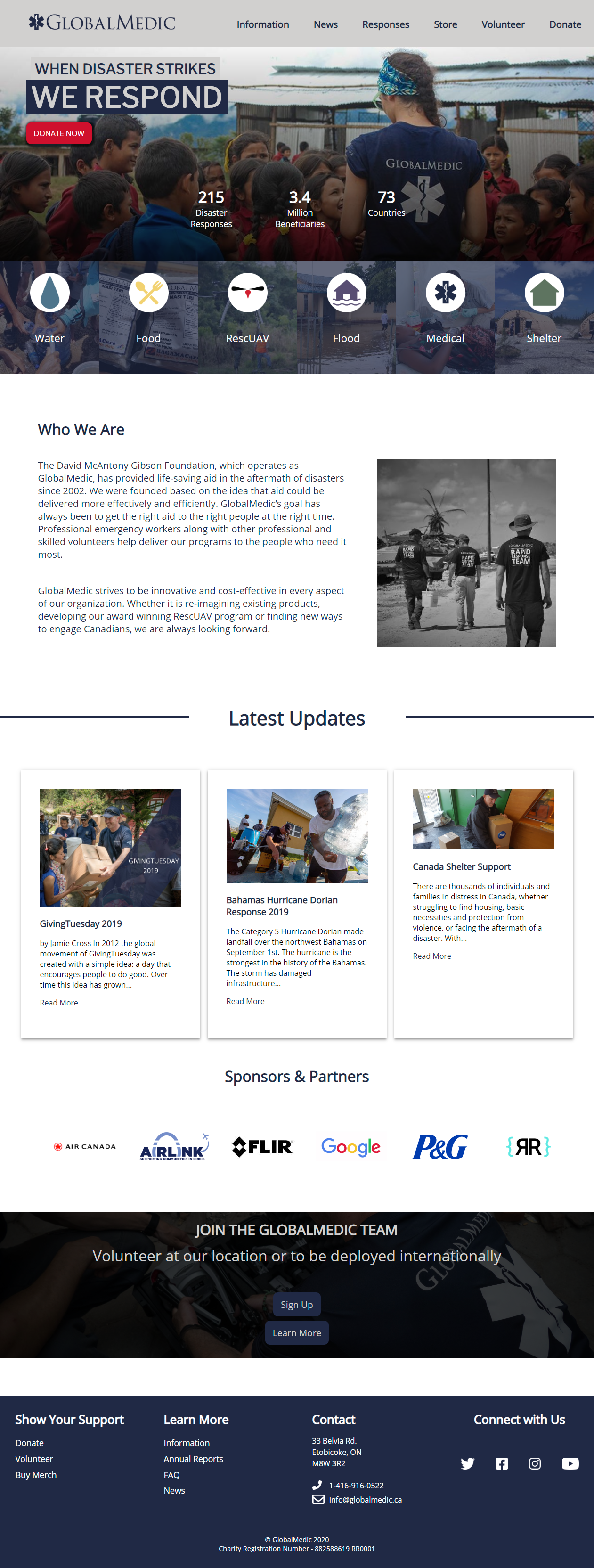 Screenshot of GlobalMedic site. Screenshot of final Global Medic site